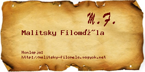 Malitsky Filoméla névjegykártya